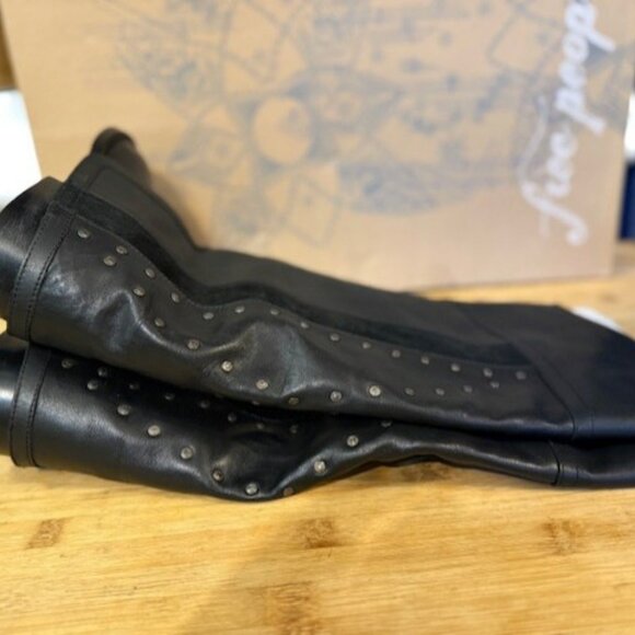 Retro Lola Studded Tall Leather Boots - NWB - Picture 10 of 16